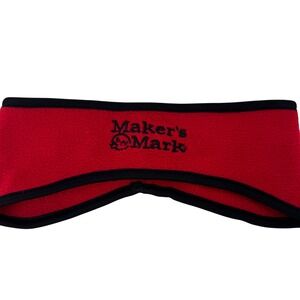 Makers Mark Red Fleece Ear Warmer Headband Black Trim‎ Embroidered Logo
